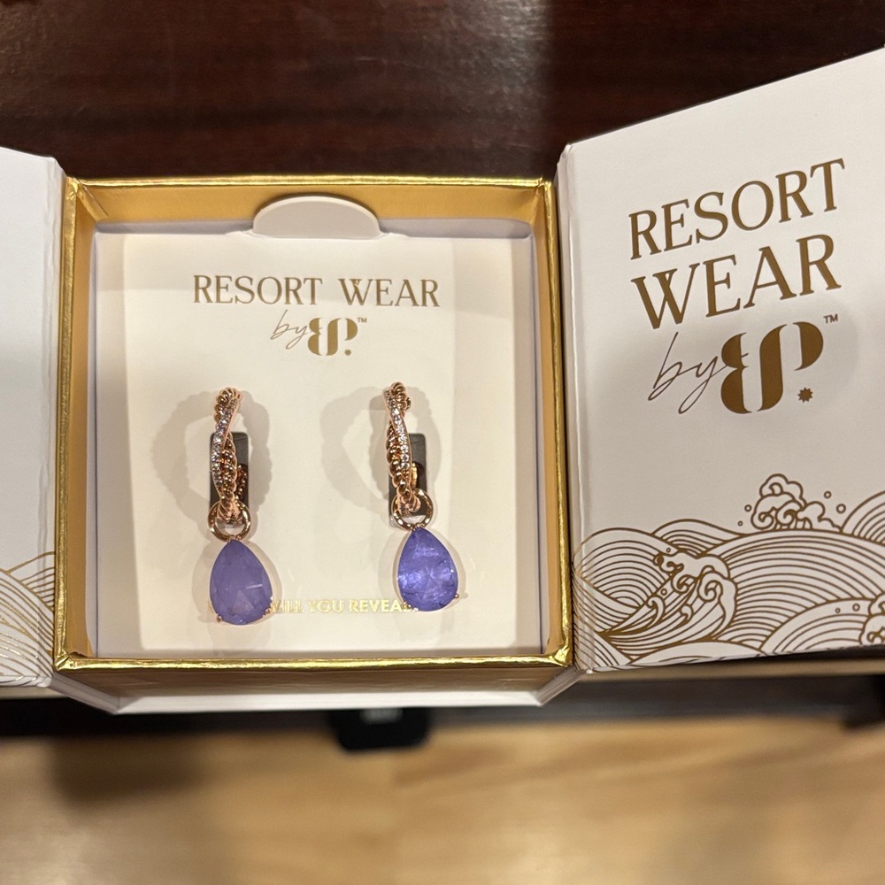 Resort Earrings Rose Gold and Purple